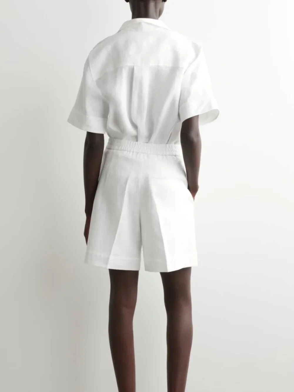 COS White 100% Linen Pull-On Shorts Size Large - Picture 2 of 13